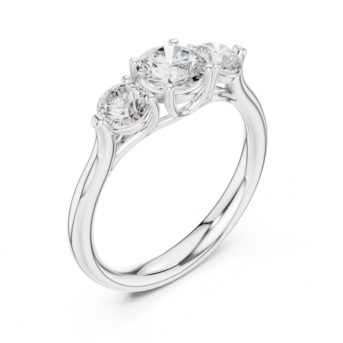 Round Lab Grown Diamond Three-Stone Engagement Ring