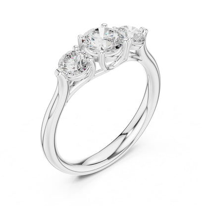 Round Lab Grown Diamond Three-Stone Engagement Ring