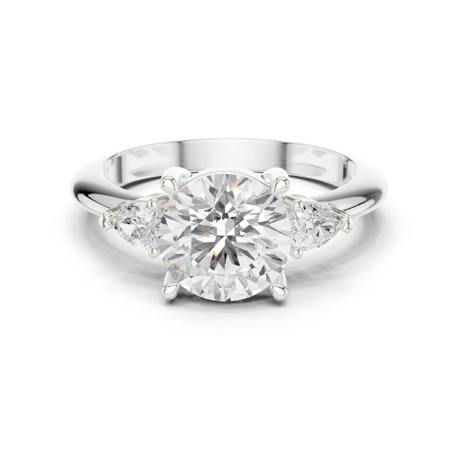 Round Lab Grown Diamond Three-Stone Engagement Ring
