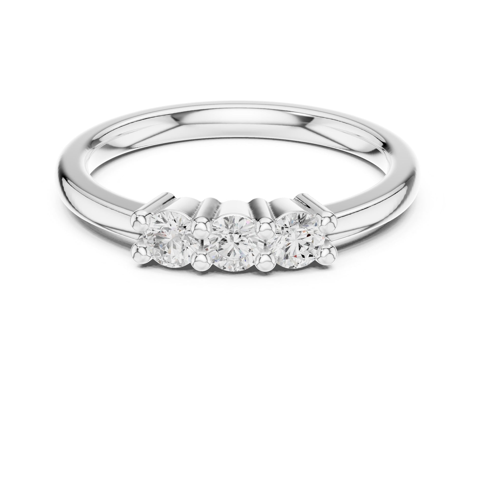 Round Lab Grown Diamond Three-Stone Engagement Ring
