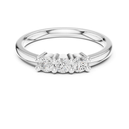 Round Lab Grown Diamond Three-Stone Engagement Ring