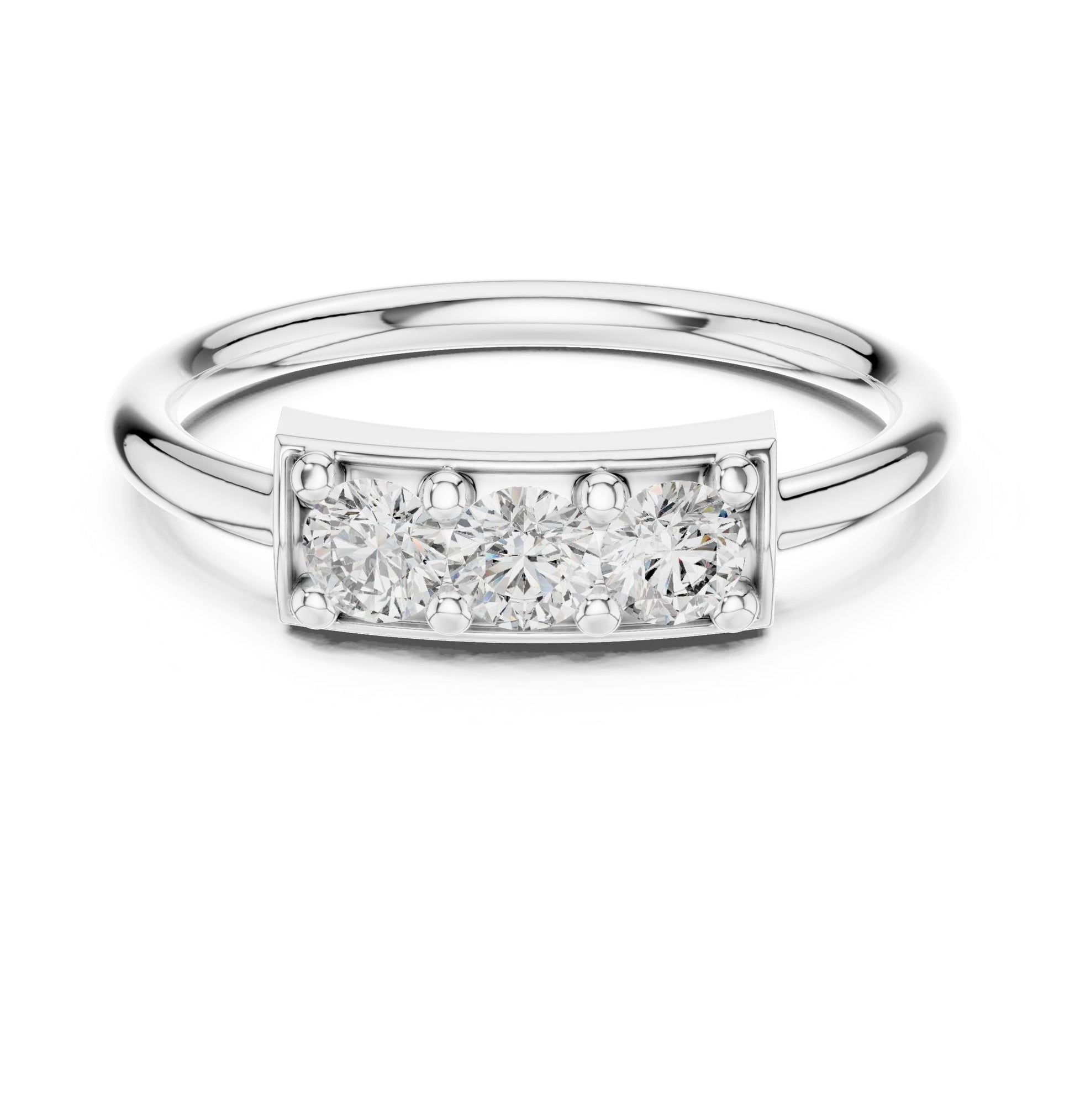 Round Lab Grown Diamond Three-Stone Engagement Ring