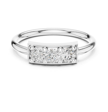 Round Lab Grown Diamond Three-Stone Engagement Ring
