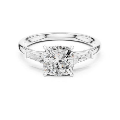 Round Lab Grown Diamond Three-Stone Engagement Ring