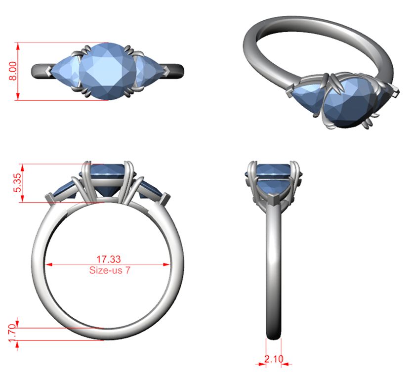 Round Lab Grown Diamond Three-Stone Engagement Ring