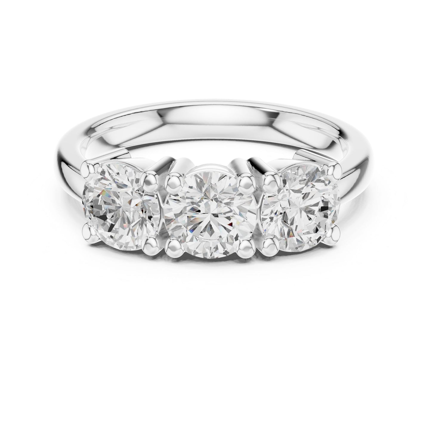 Round Lab Grown Diamond Three-Stone Engagement Ring