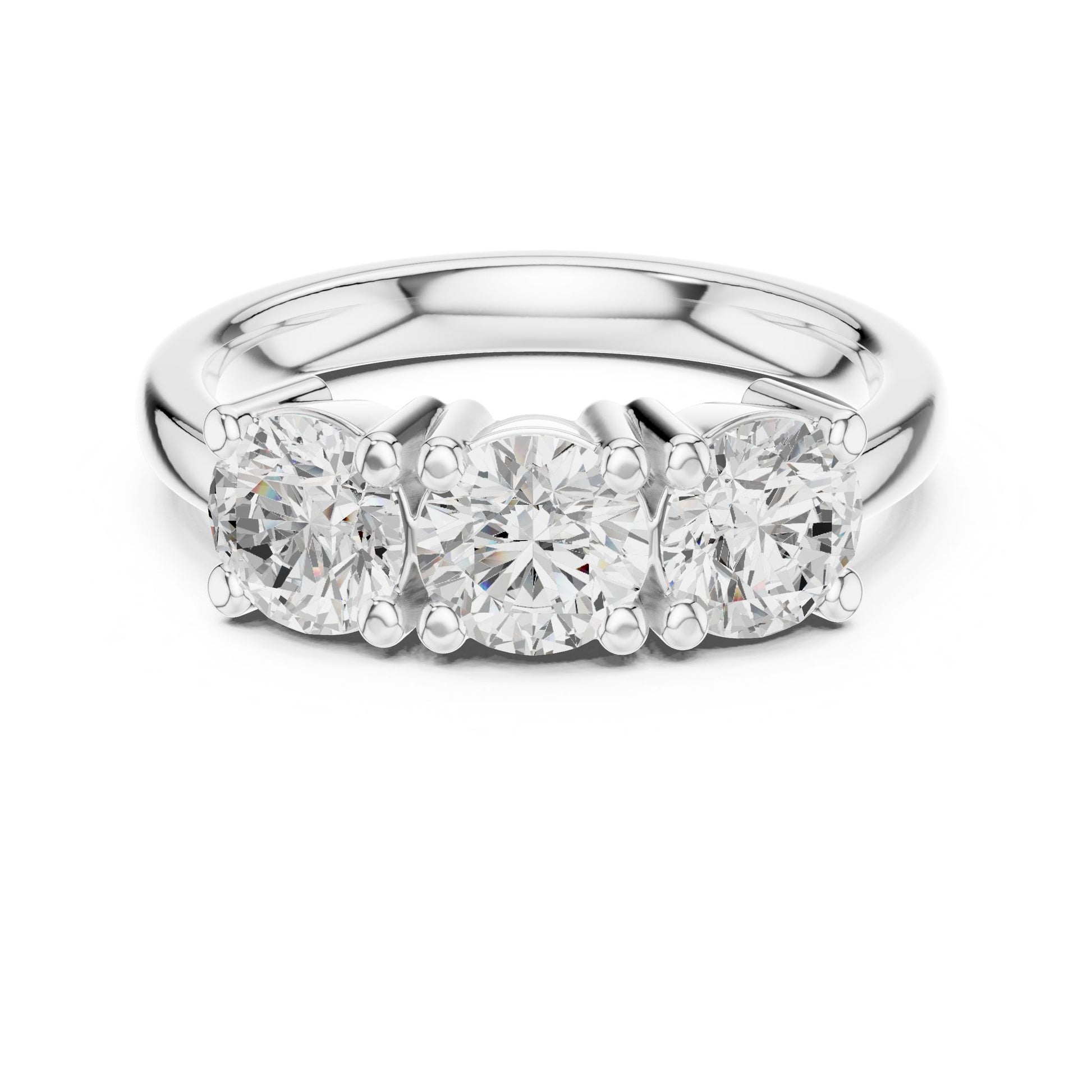 Round Lab Grown Diamond Three-Stone Engagement Ring