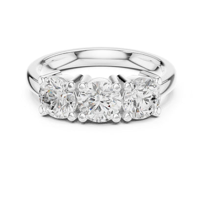Round Lab Grown Diamond Three-Stone Engagement Ring