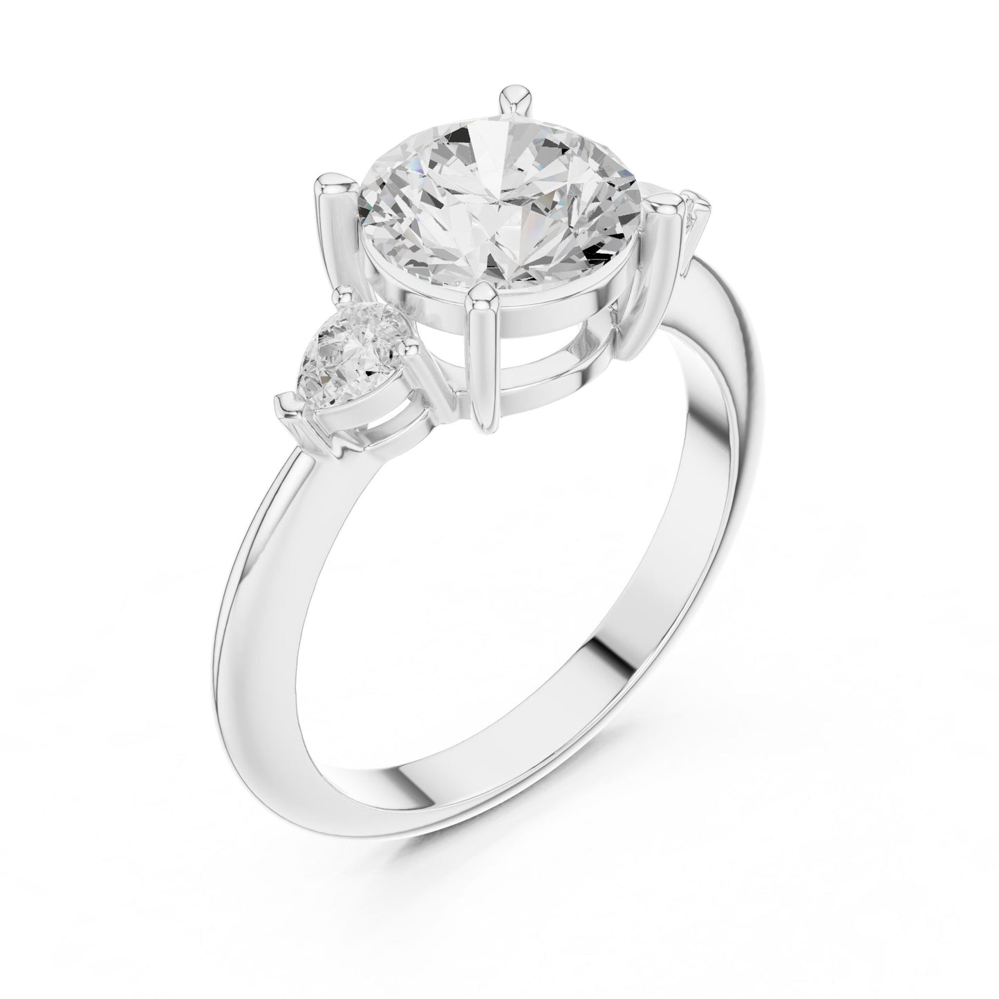 Round Lab Grown Diamond Three-Stone Engagement Ring
