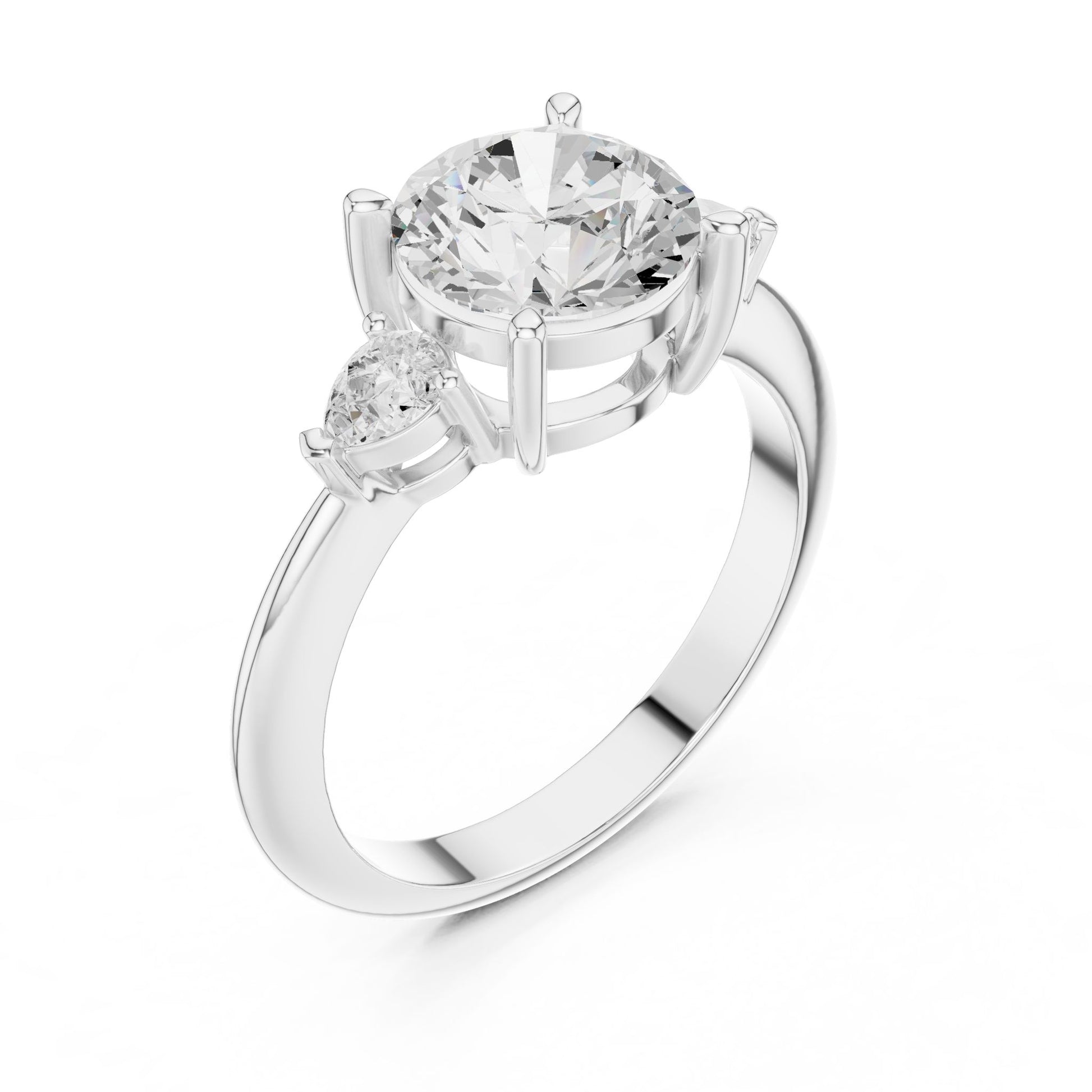 Round Lab Grown Diamond Three-Stone Engagement Ring
