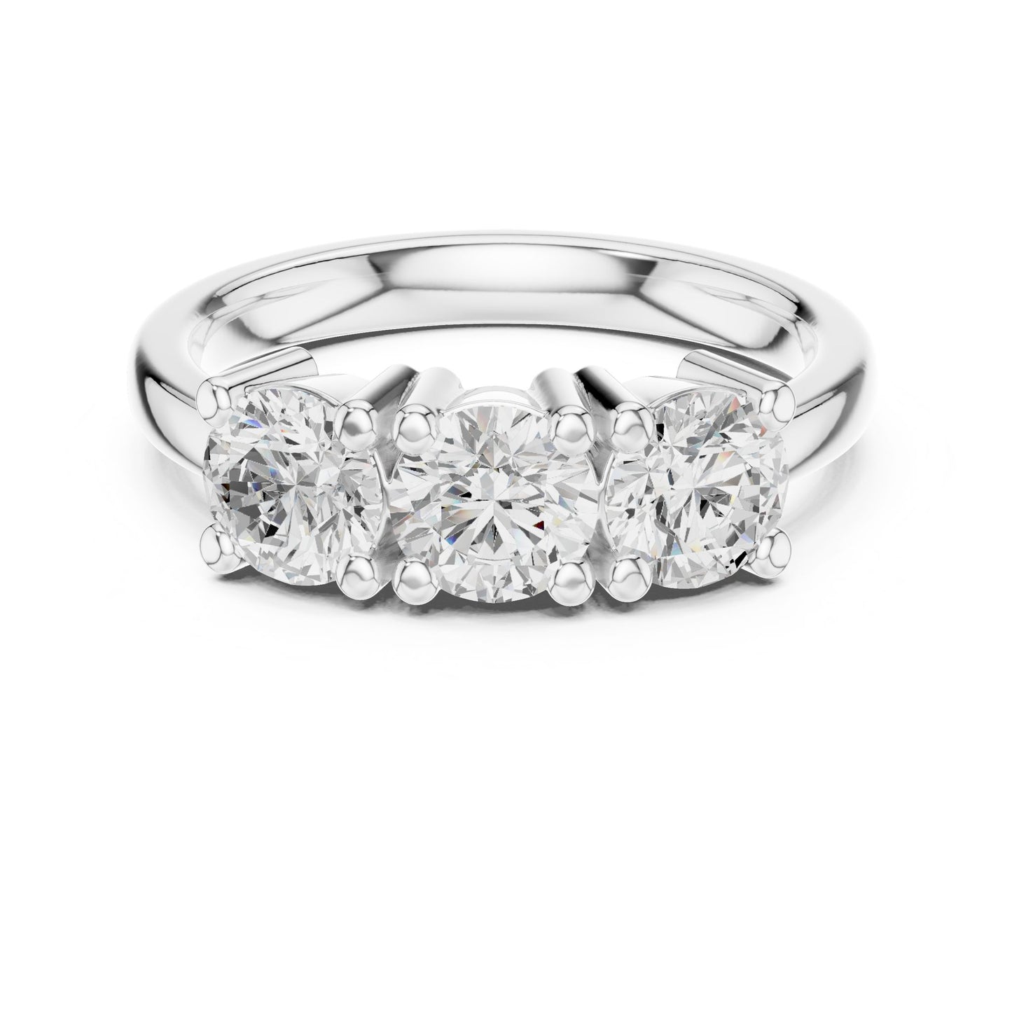 Round Lab Grown Diamond Three-Stone Engagement Ring