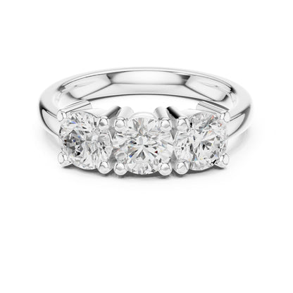 Round Lab Grown Diamond Three-Stone Engagement Ring