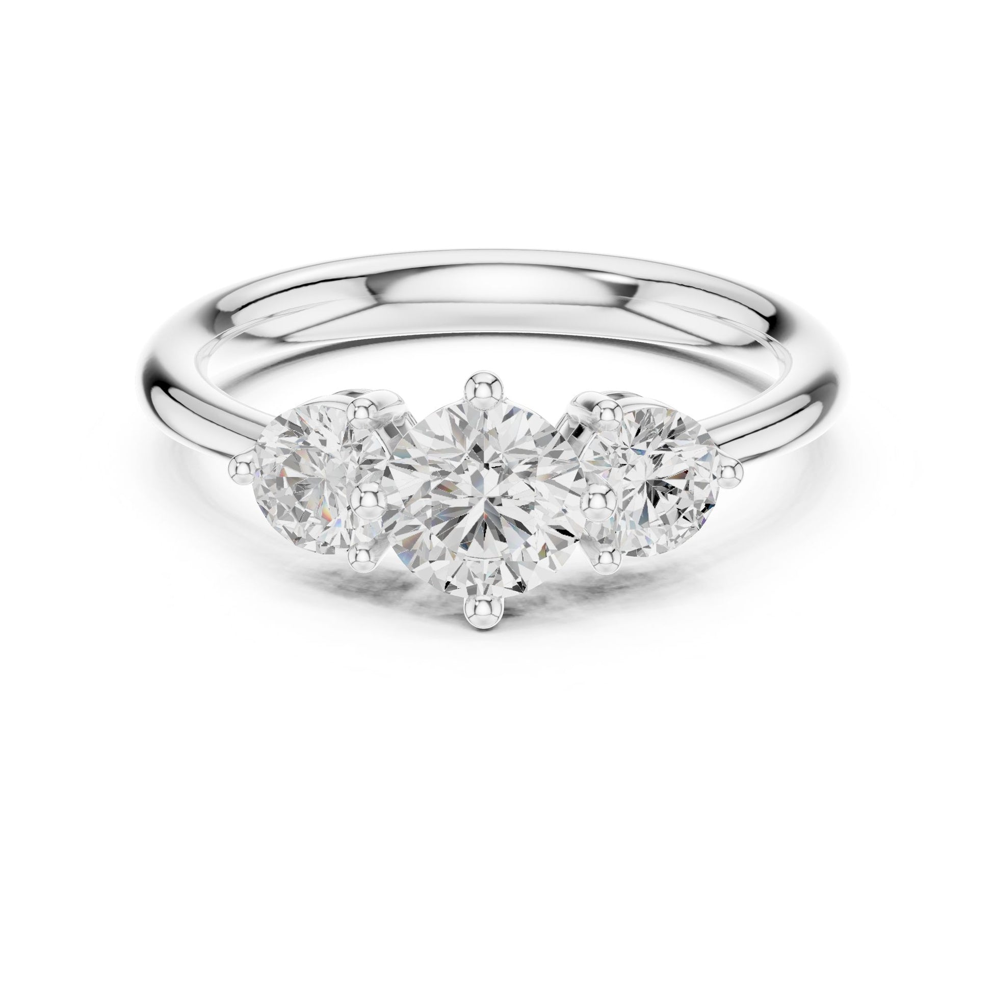Round Lab Grown Diamond Three-Stone Engagement Ring