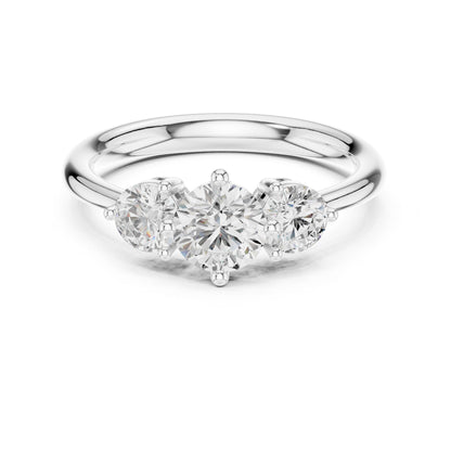 Round Lab Grown Diamond Three-Stone Engagement Ring