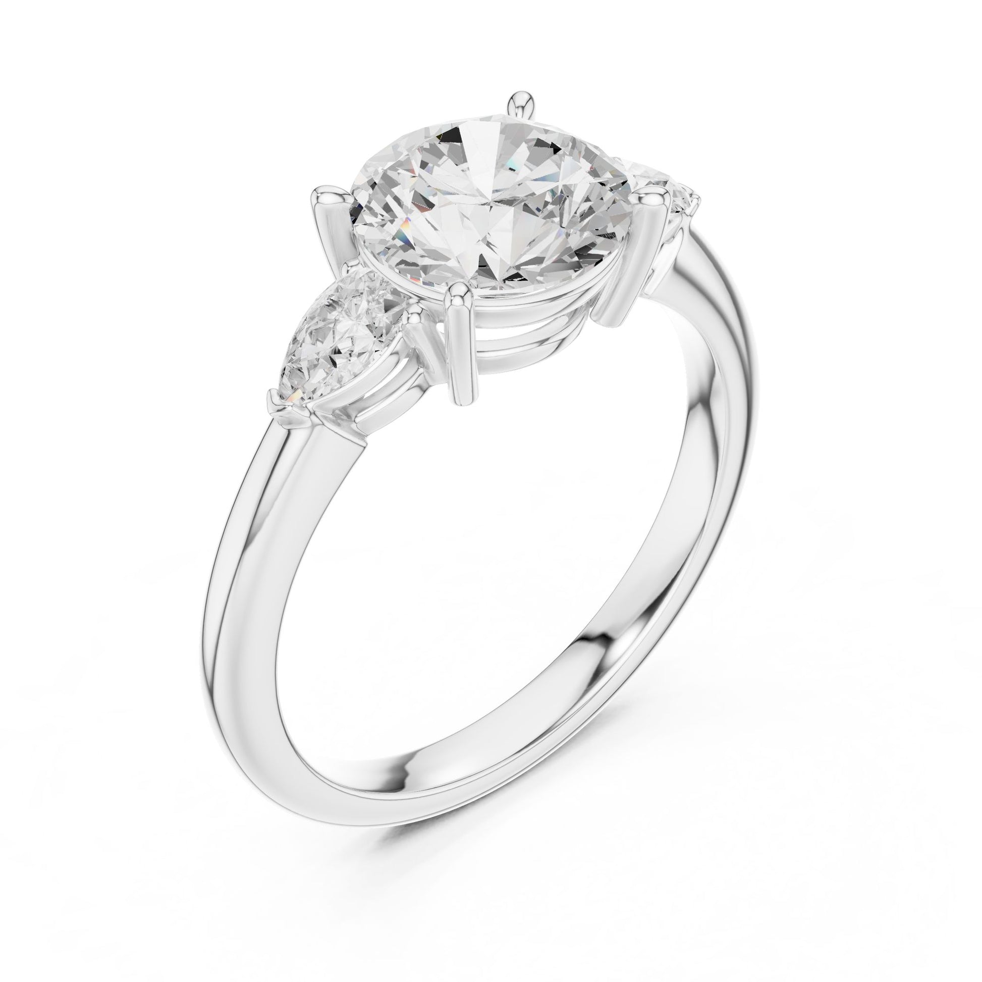 Round Lab Grown Diamond Three-Stone Engagement Ring