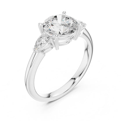 Round Lab Grown Diamond Three-Stone Engagement Ring