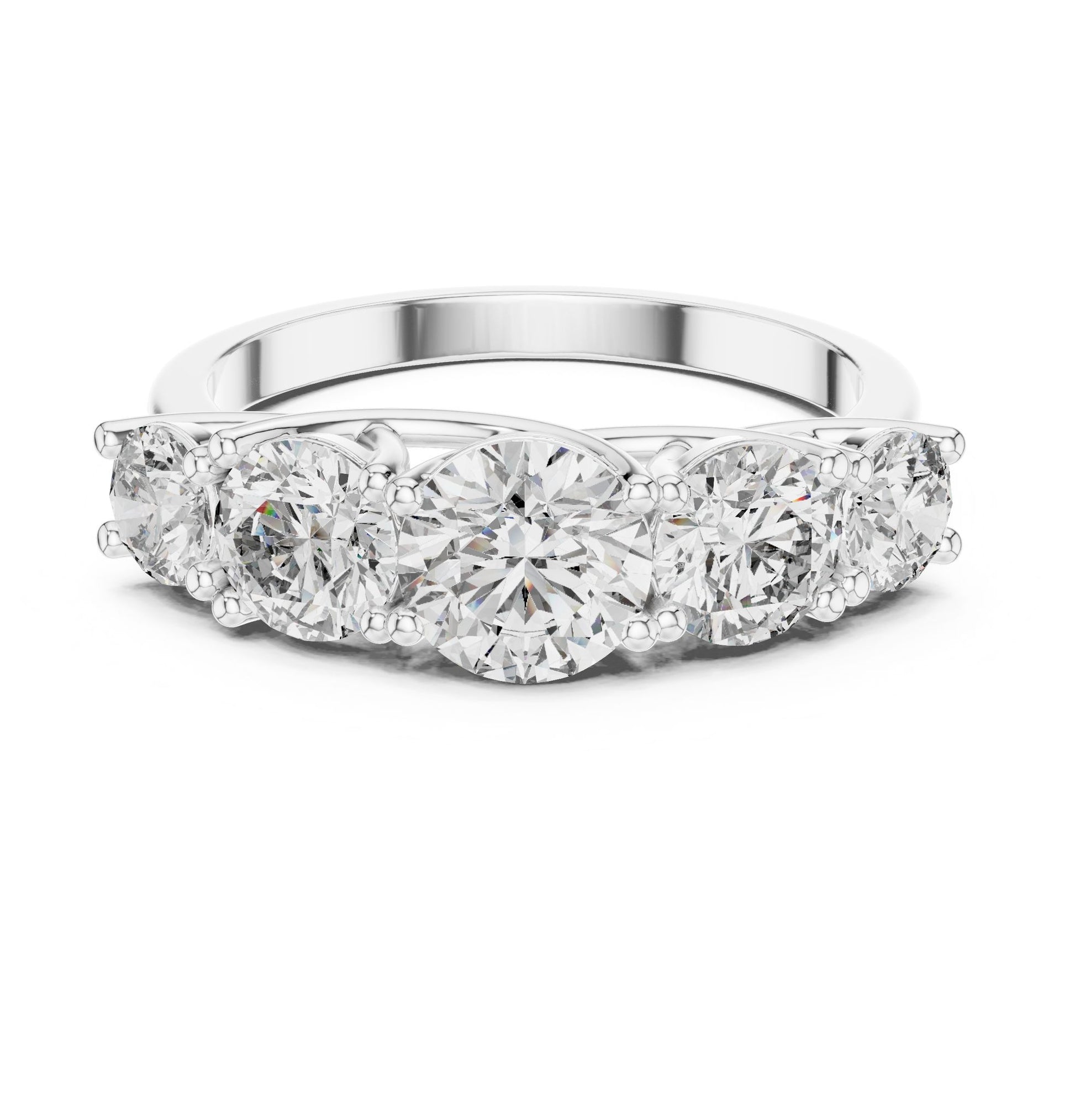 Round Lab Grown Diamond Three-Stone Engagement Ring