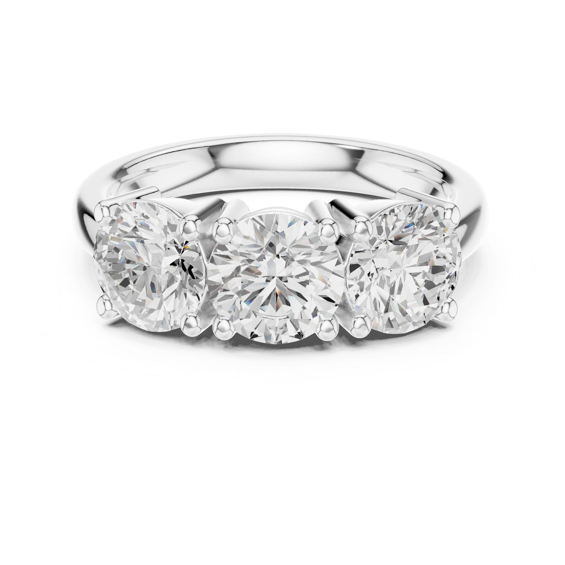 Round Lab Grown Diamond Three-Stone Engagement Ring