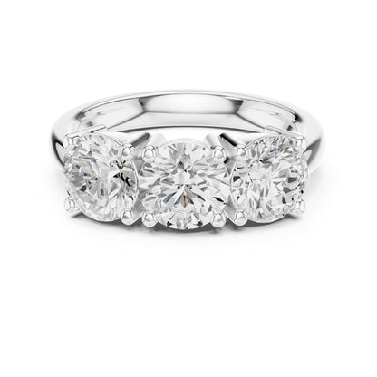 Round Lab Grown Diamond Three-Stone Engagement Ring