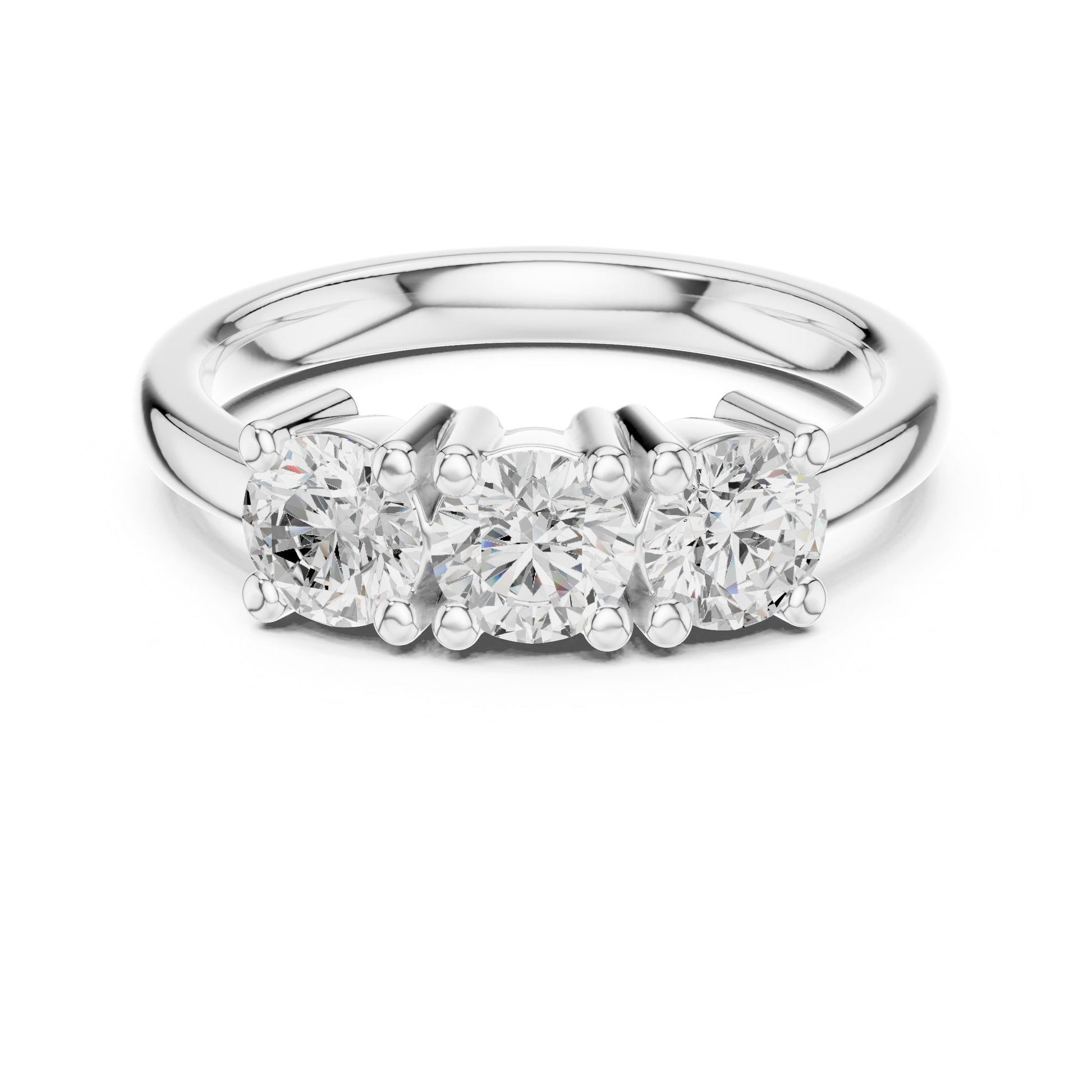 Round Lab Grown Diamond Three-Stone Engagement Ring