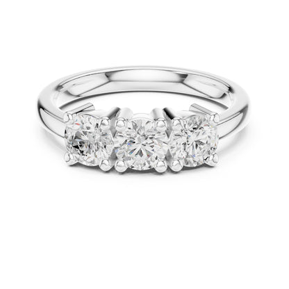 Round Lab Grown Diamond Three-Stone Engagement Ring
