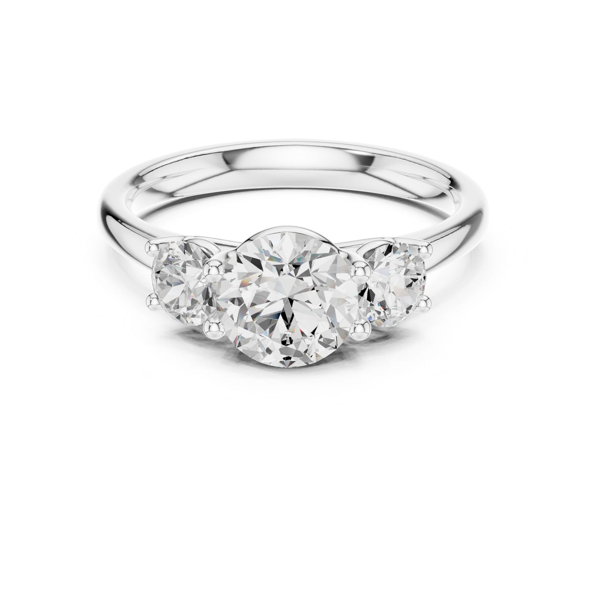 Round Lab Grown Diamond Three-Stone Engagement Ring