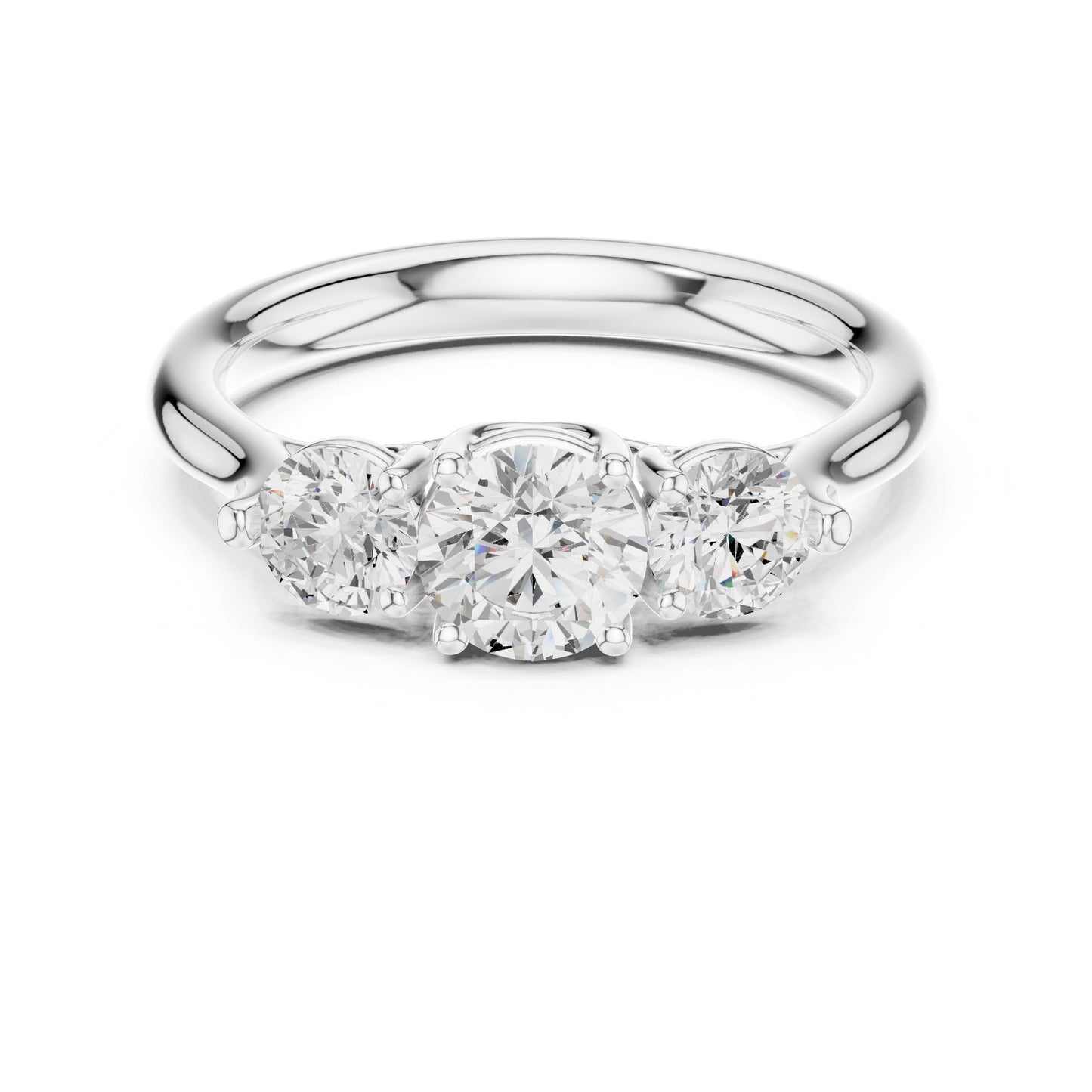 Round Lab Grown Diamond Three-Stone Engagement Ring