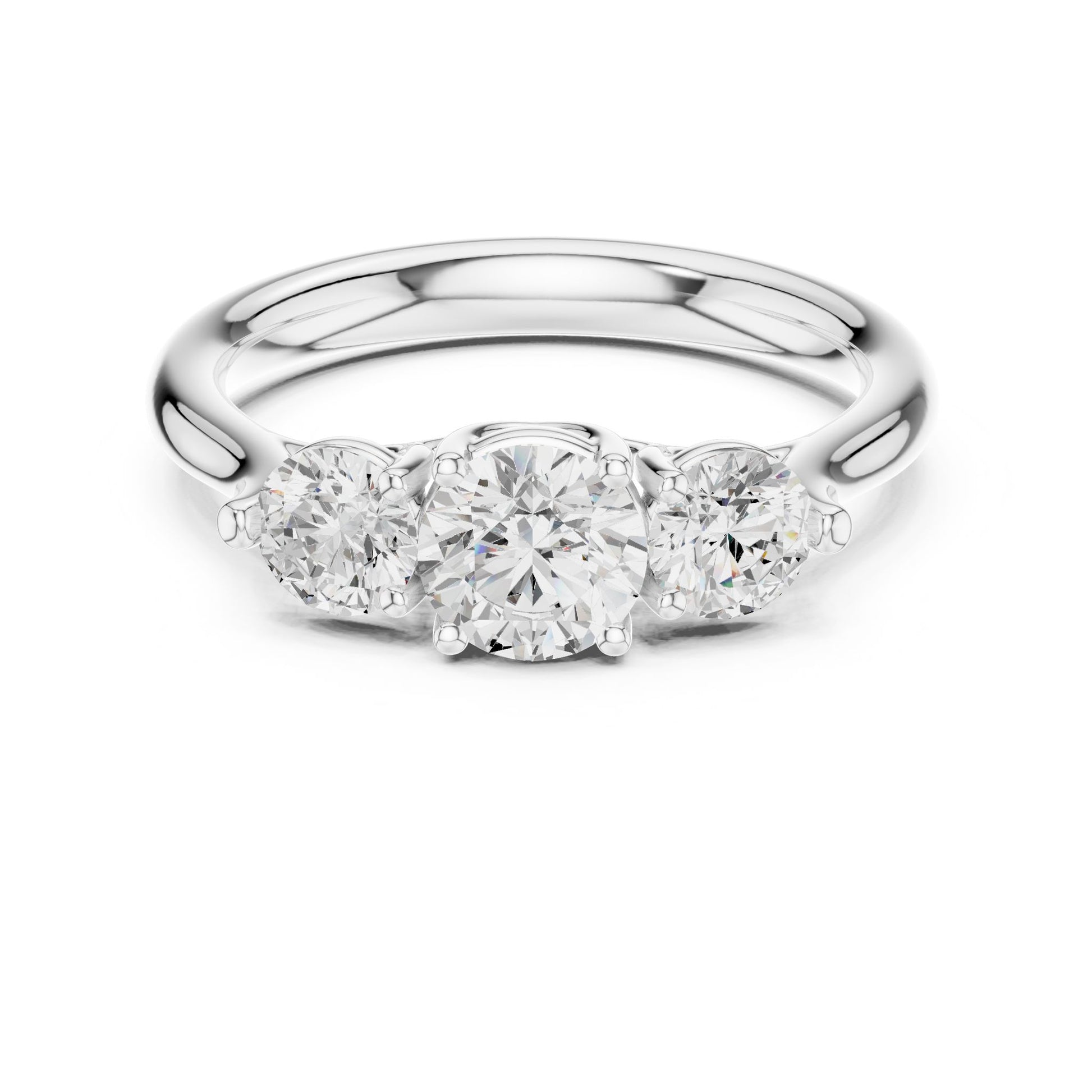 Round Lab Grown Diamond Three-Stone Engagement Ring