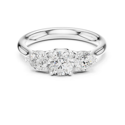 Round Lab Grown Diamond Three-Stone Engagement Ring