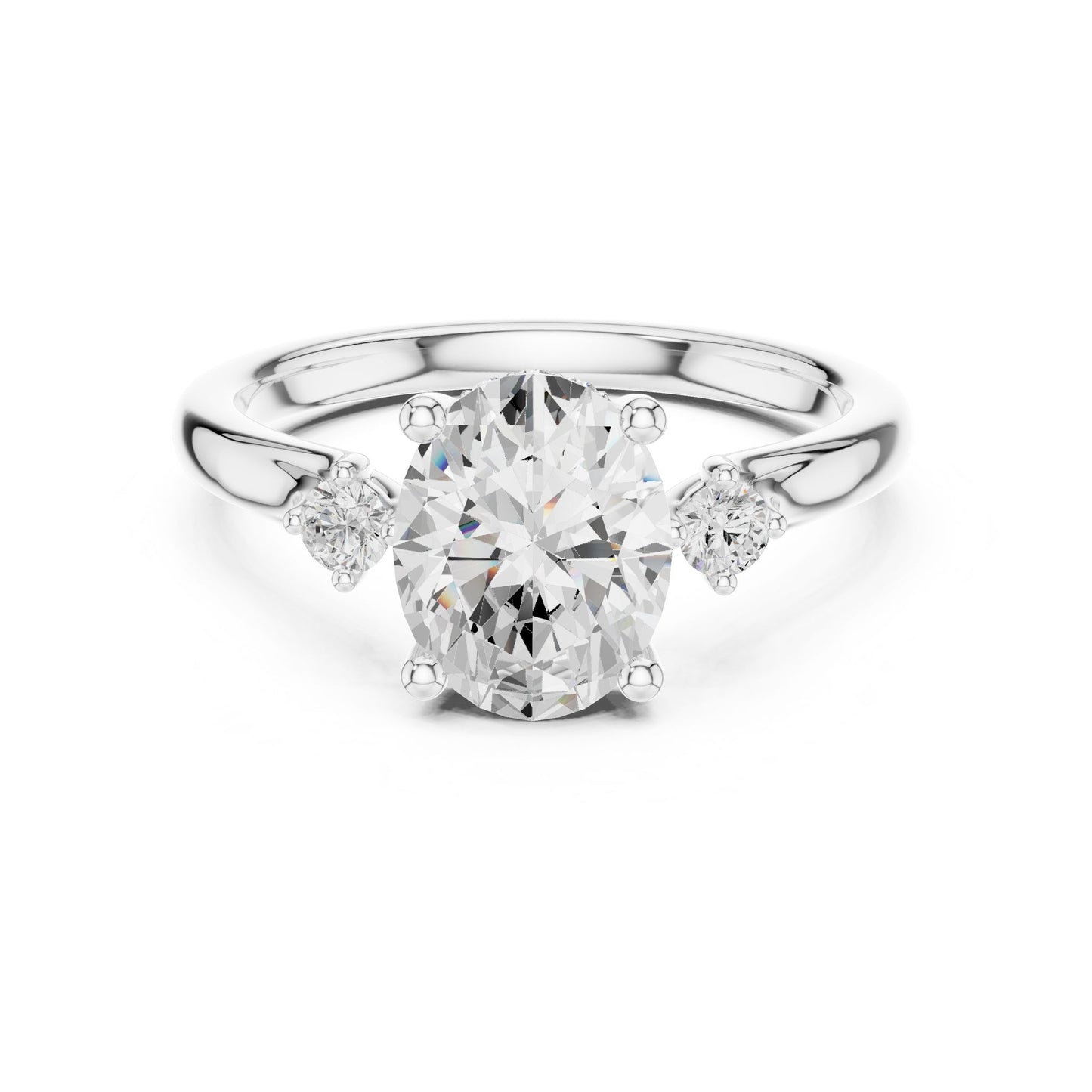 Round Lab Grown Diamond Three-Stone Engagement Ring