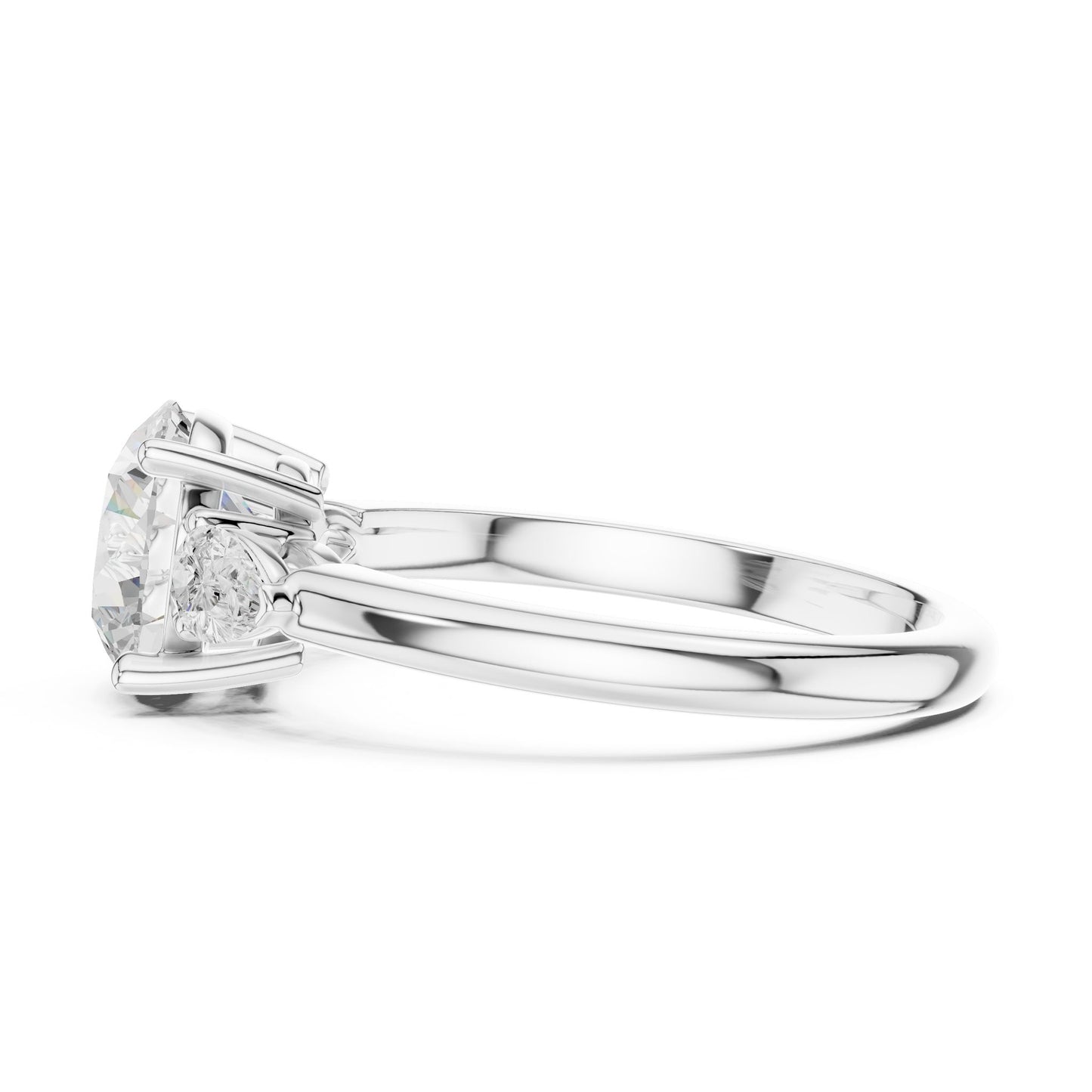 Round Lab Grown Diamond Three-Stone Engagement Ring