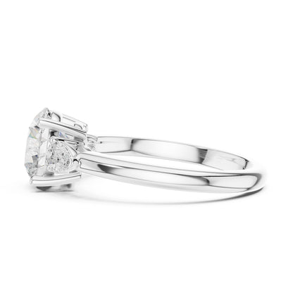 Round Lab Grown Diamond Three-Stone Engagement Ring