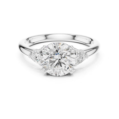 Round Lab Grown Diamond Three-Stone Engagement Ring
