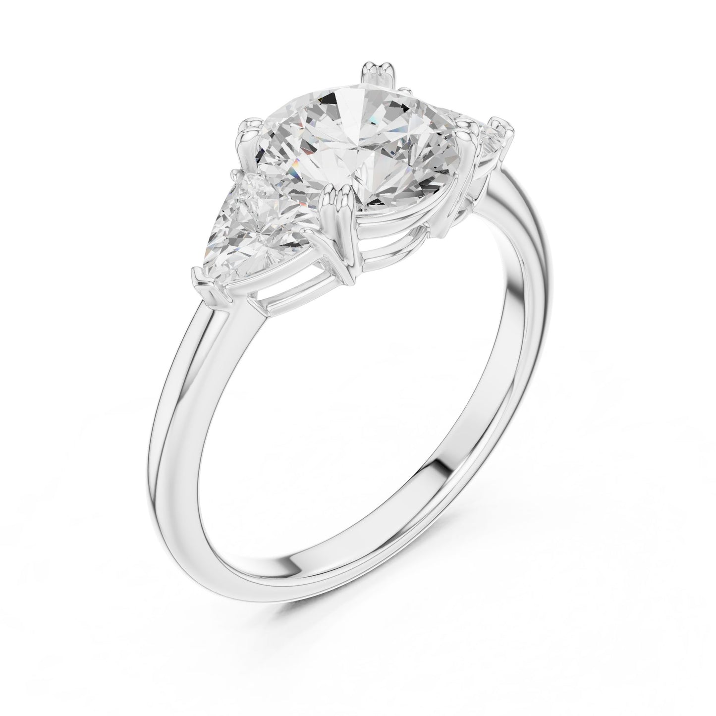 Round Lab Grown Diamond Three-Stone Engagement Ring