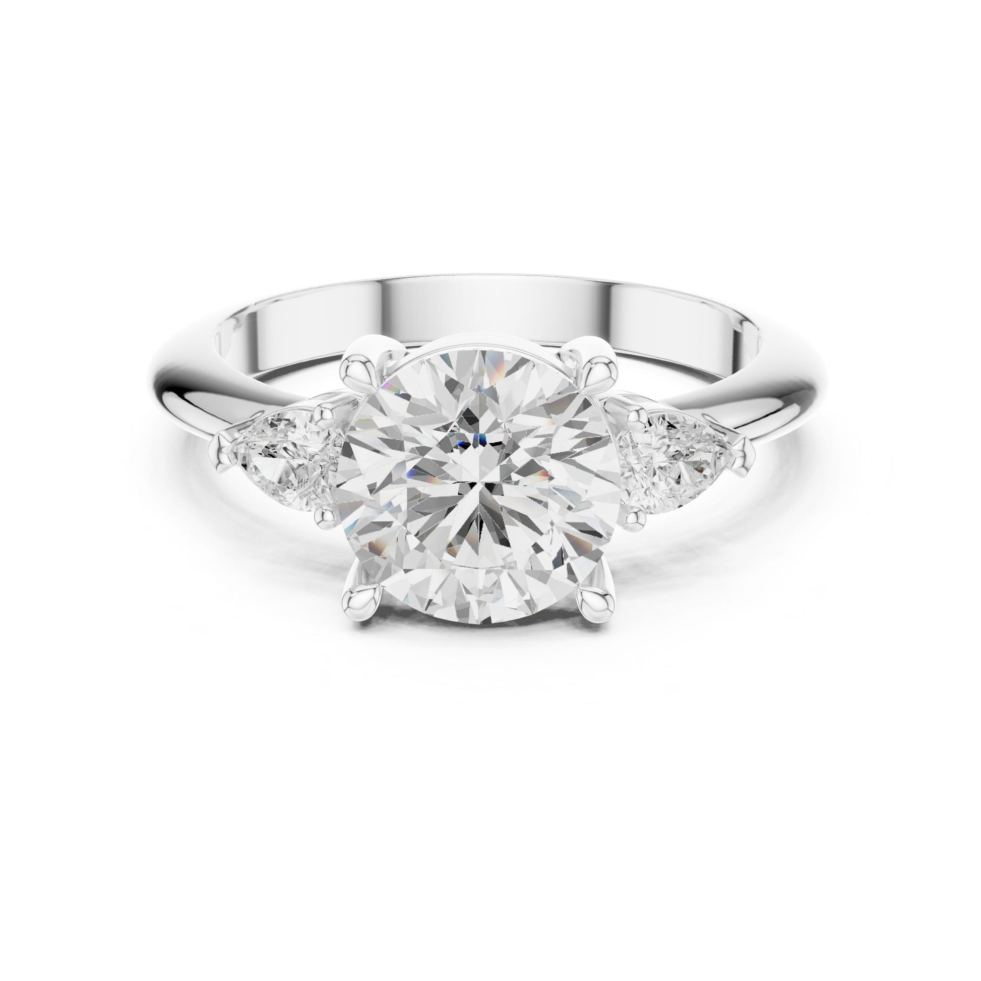Round Lab Grown Diamond Three-Stone Engagement Ring