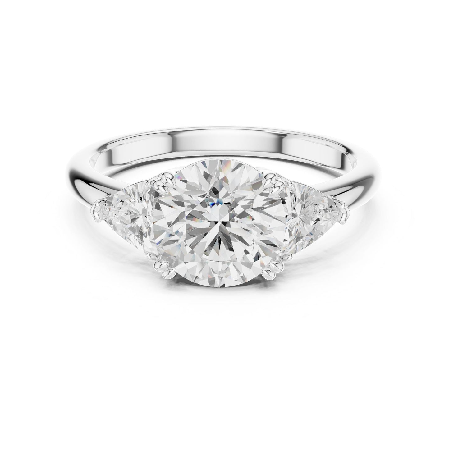 Round Lab Grown Diamond Three-Stone Engagement Ring