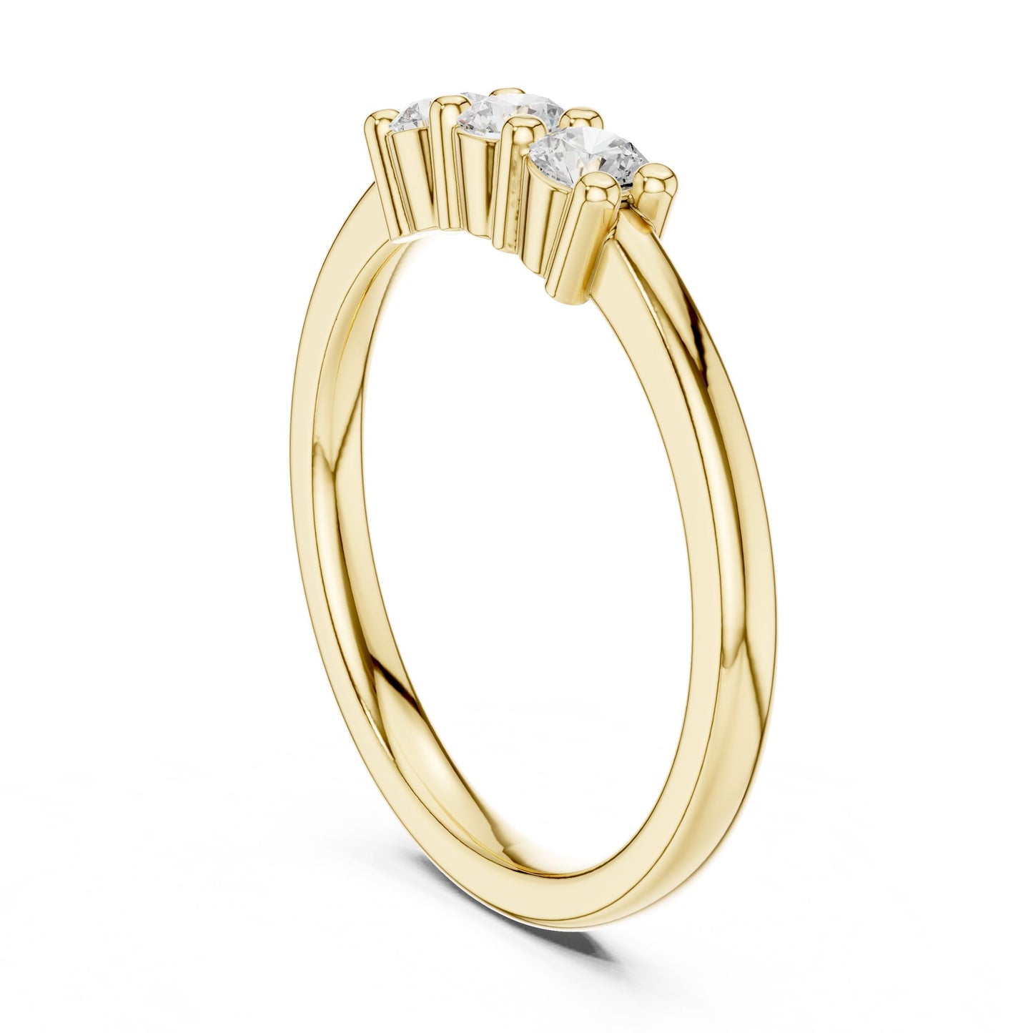 Round Lab Grown Diamond Three-Stone Engagement Ring