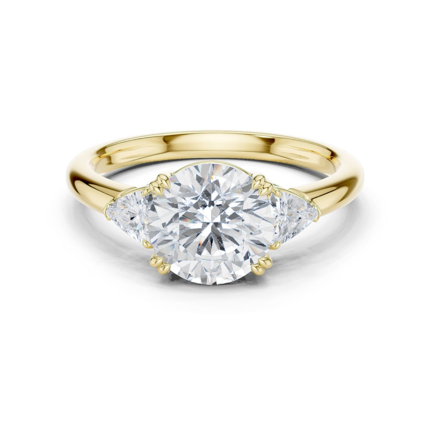 Round Lab Grown Diamond Three-Stone Engagement Ring