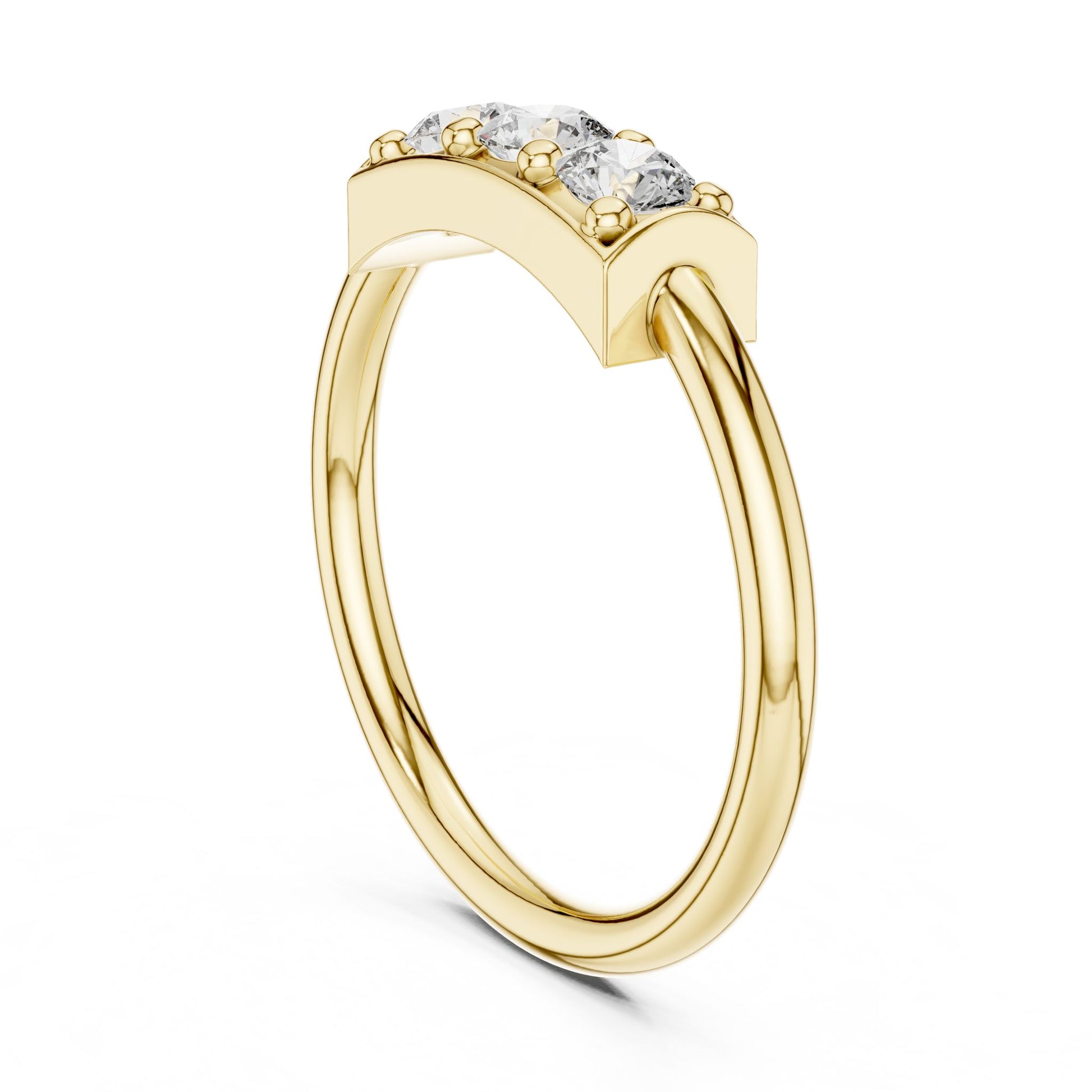 Round Lab Grown Diamond Three-Stone Engagement Ring