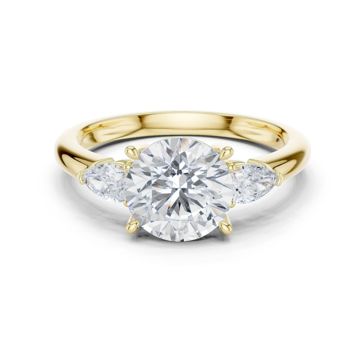 Round Lab Grown Diamond Three-Stone Engagement Ring