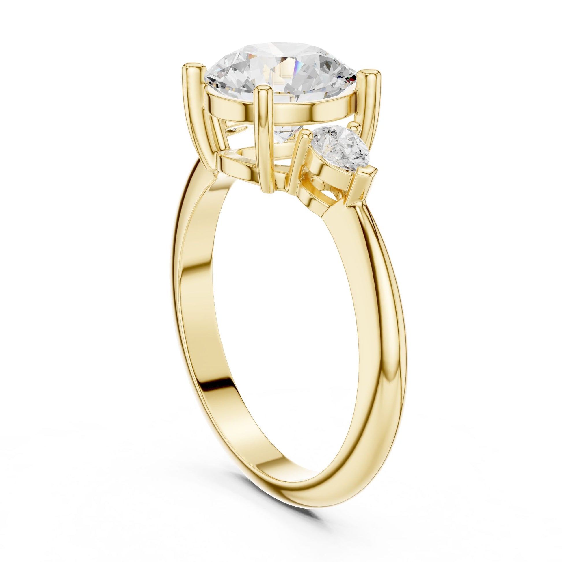Round Lab Grown Diamond Three-Stone Engagement Ring