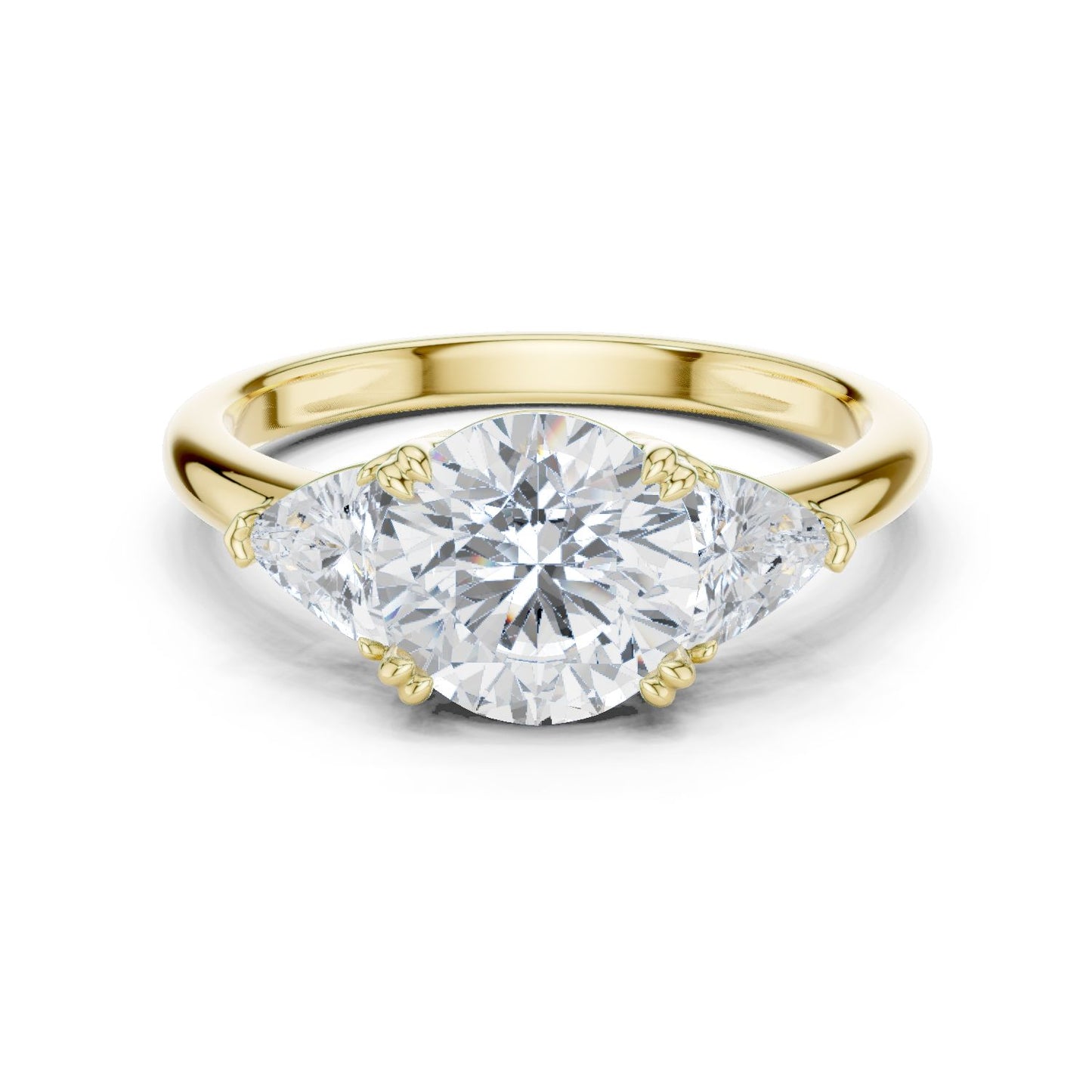 Round Lab Grown Diamond Three-Stone Engagement Ring