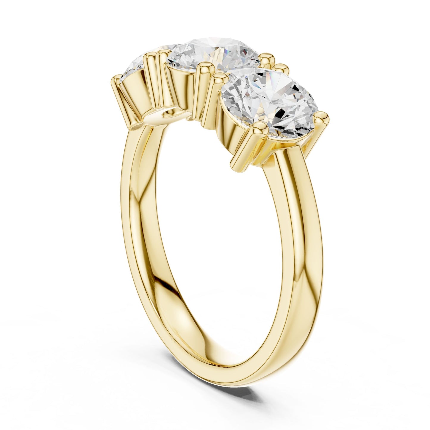 Round Lab Grown Diamond Three-Stone Engagement Ring
