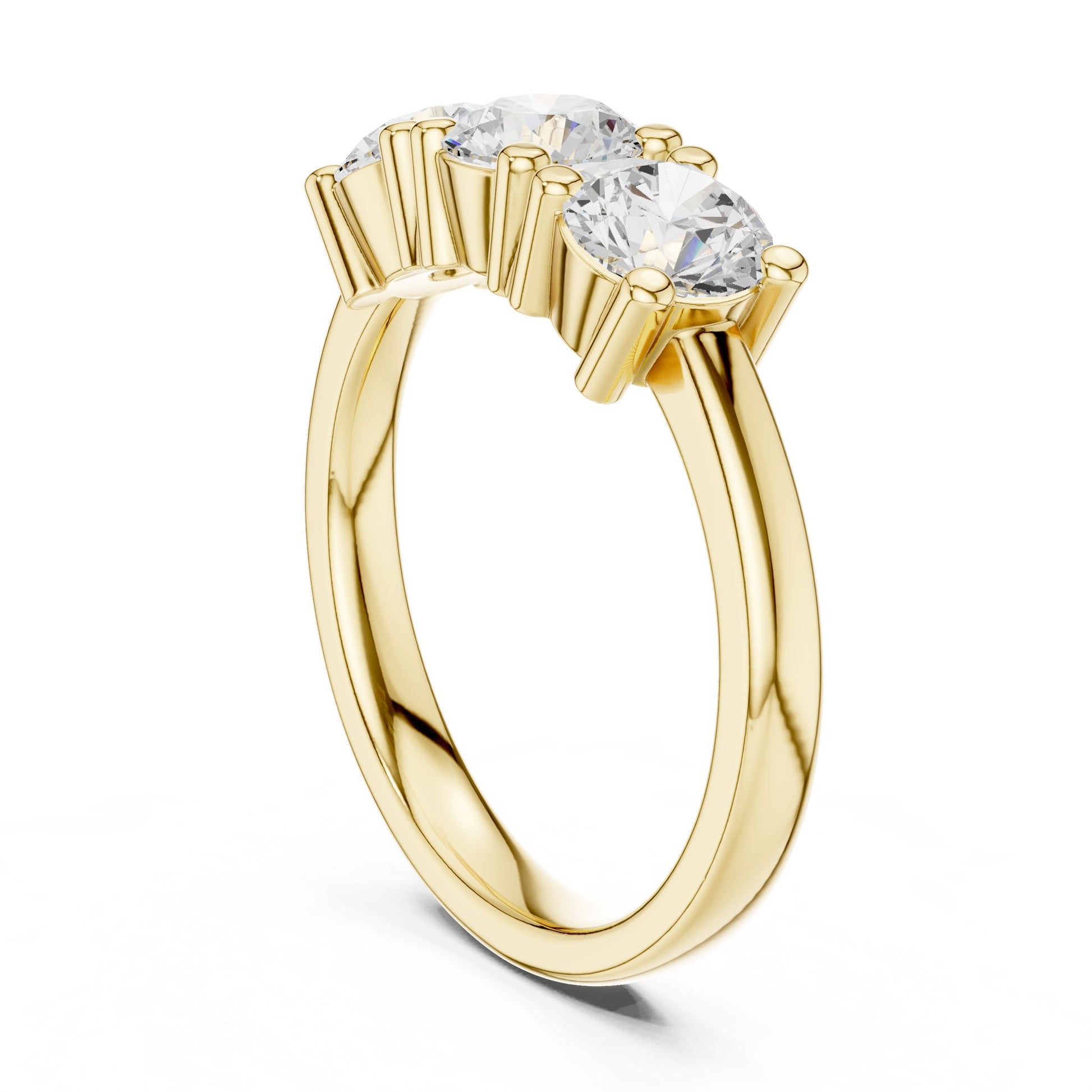 Round Lab Grown Diamond Three-Stone Engagement Ring