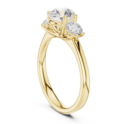 Round Lab Grown Diamond Three-Stone Engagement Ring