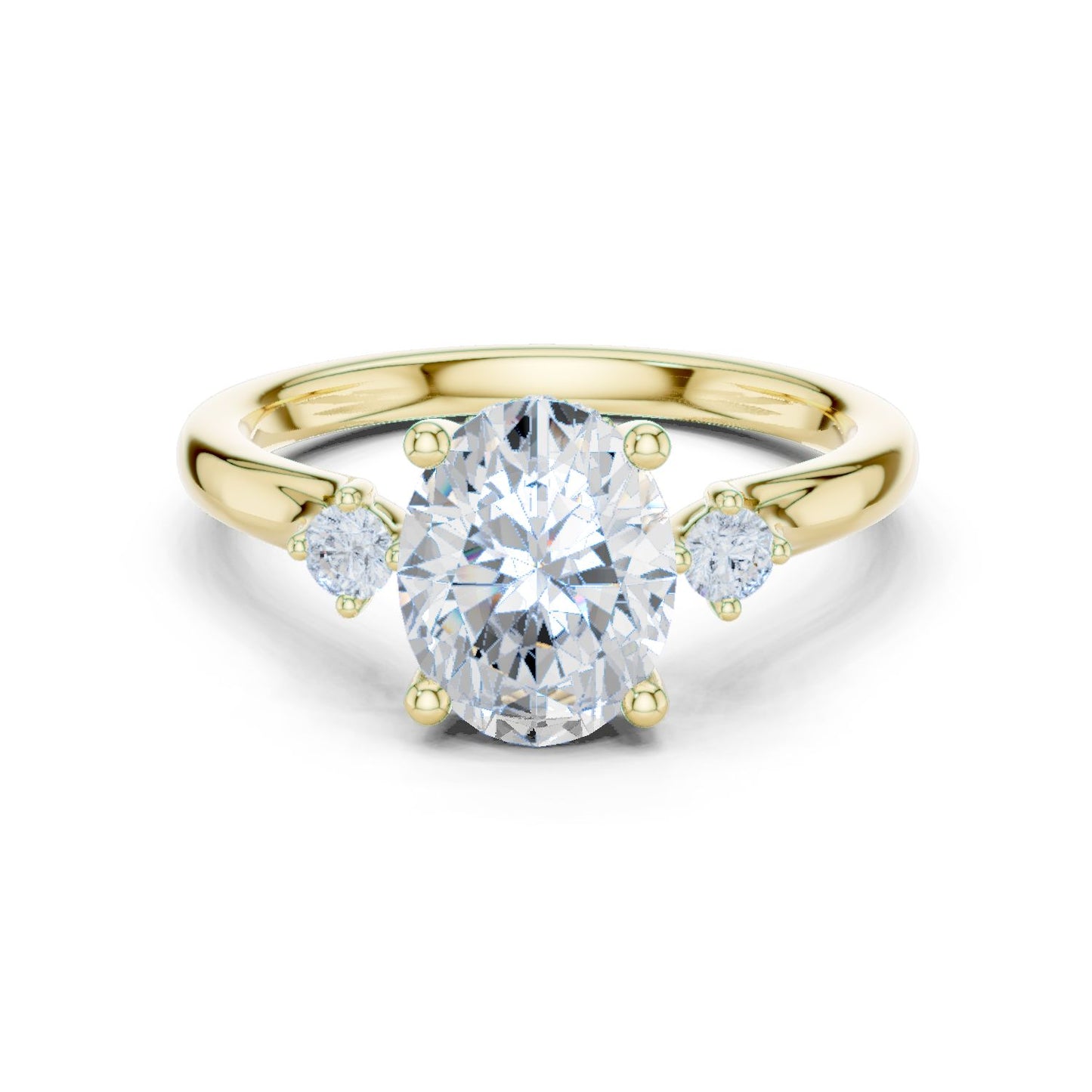 Round Lab Grown Diamond Three-Stone Engagement Ring