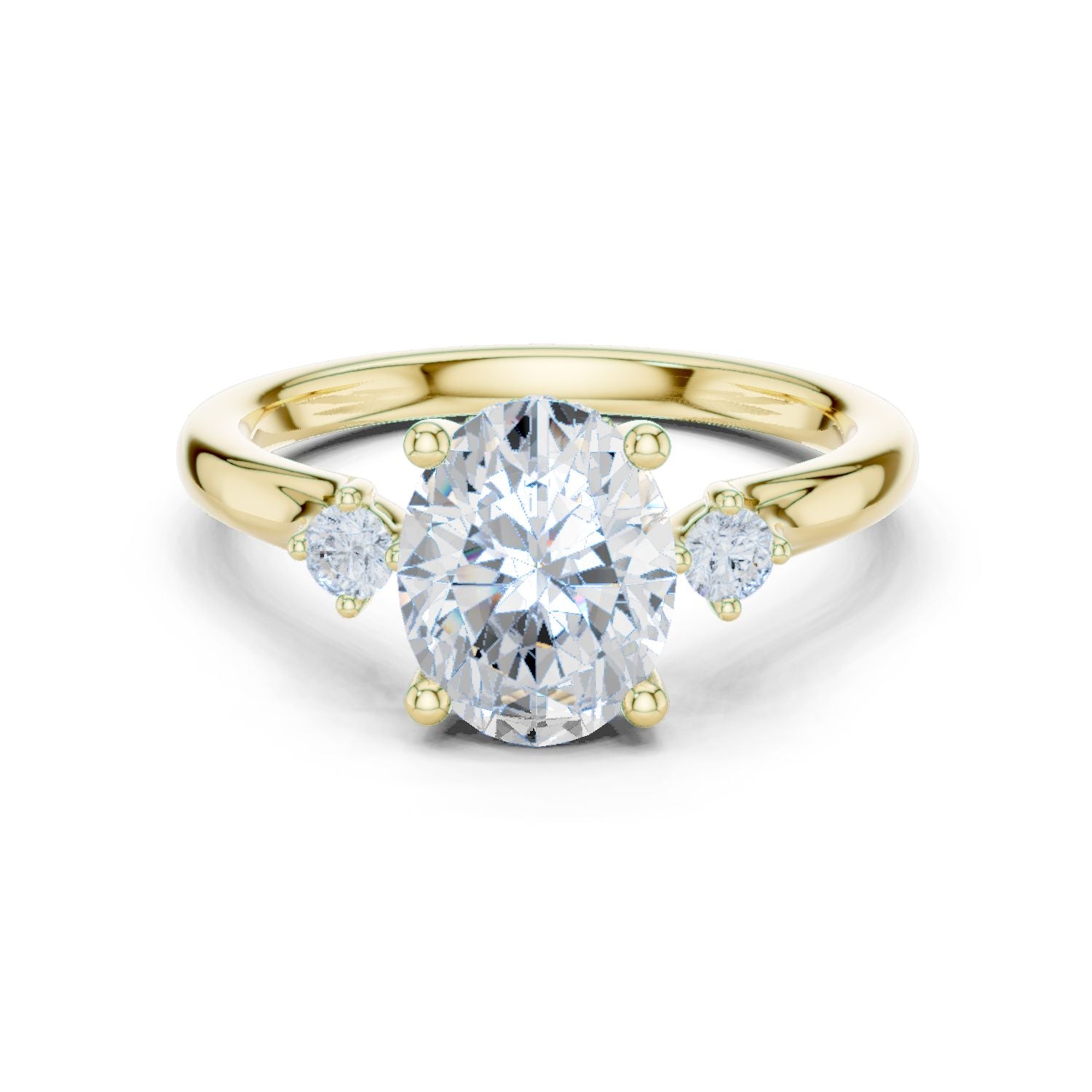 Round Lab Grown Diamond Three-Stone Engagement Ring