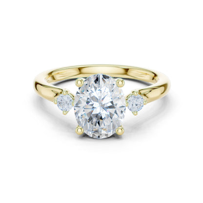 Round Lab Grown Diamond Three-Stone Engagement Ring