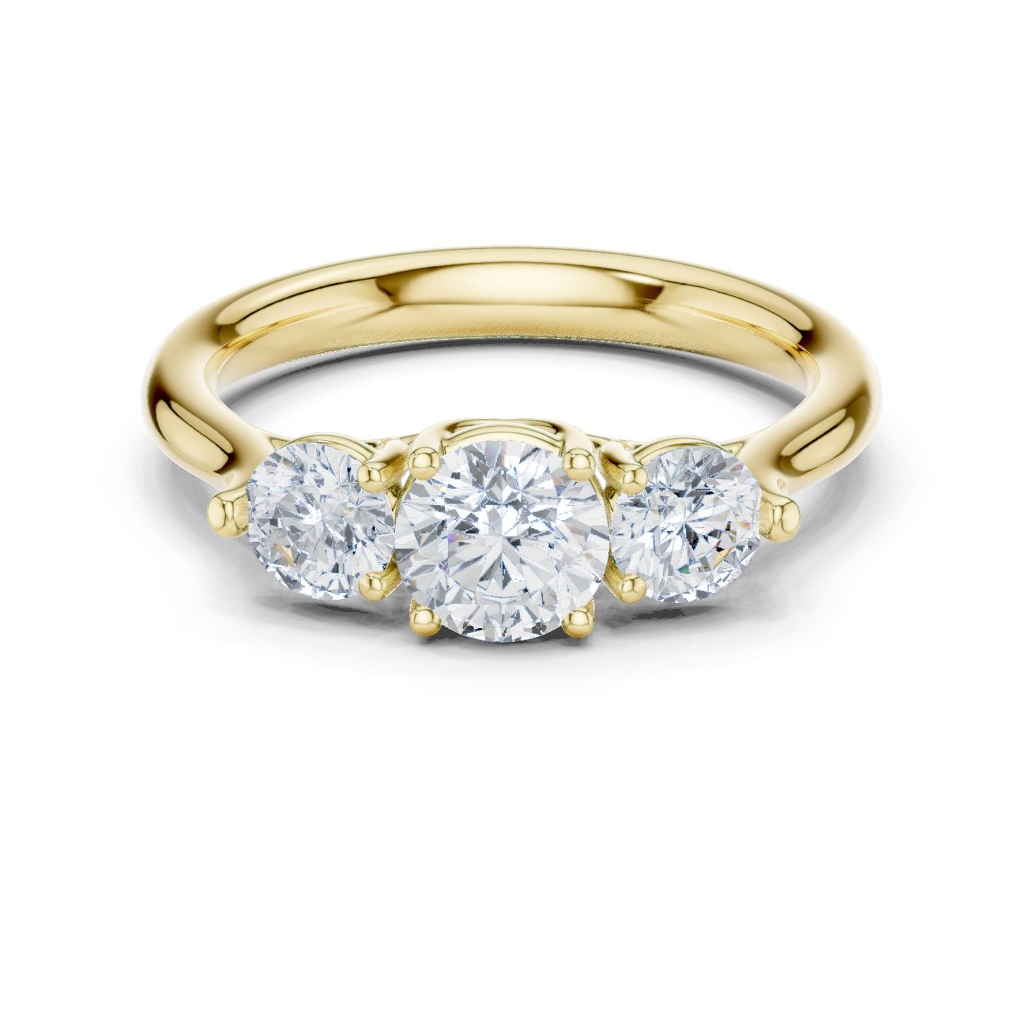 Round Lab Grown Diamond Three-Stone Engagement Ring