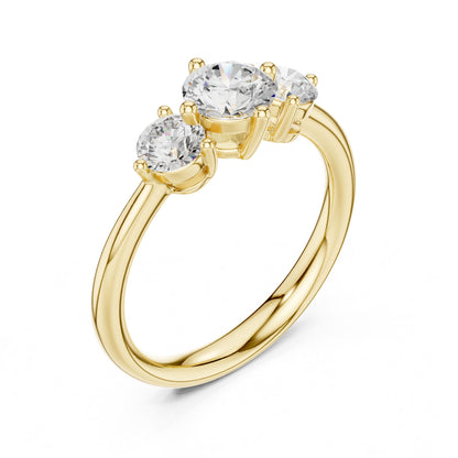 Round Lab Grown Diamond Three-Stone Engagement Ring